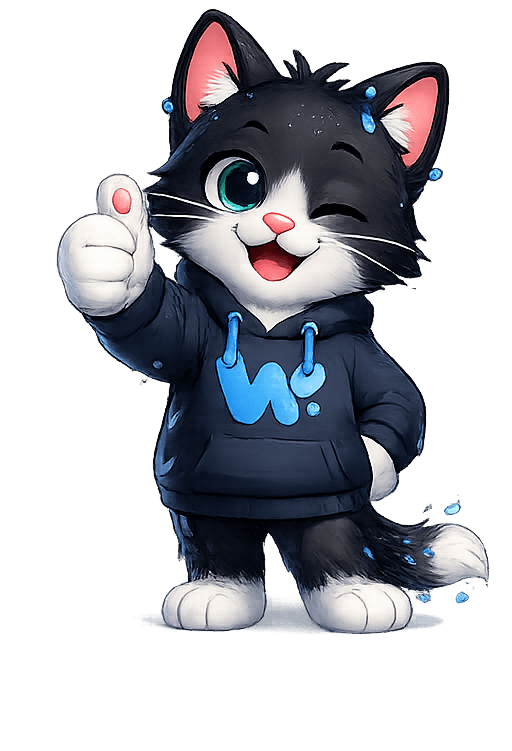 WetCat mascot giving a thumbs up