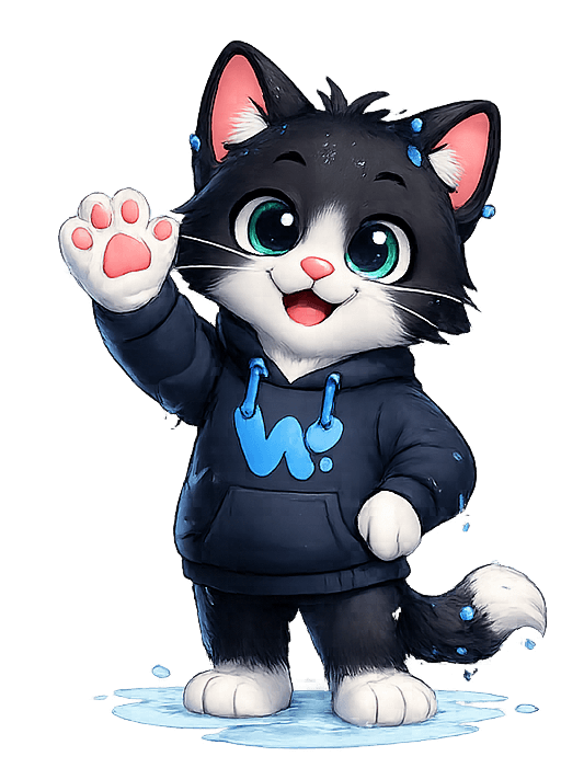 WetCat mascot waving